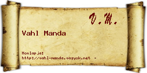 Vahl Manda névjegykártya